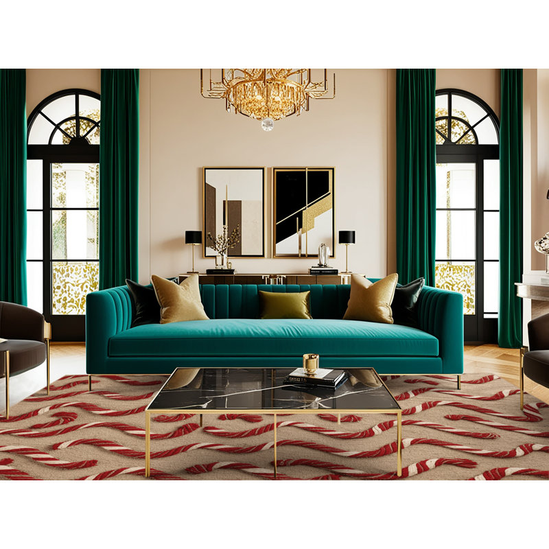  Tapis lavable à motif de cannes de bonbon, Rond 3 pi