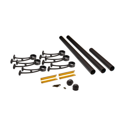Outwater 2" Diameter X 20 Feet Long Solid Brass Bar Mount Foot Rail Kit – Oil Rubbed Bronze Finish With Domed End Caps