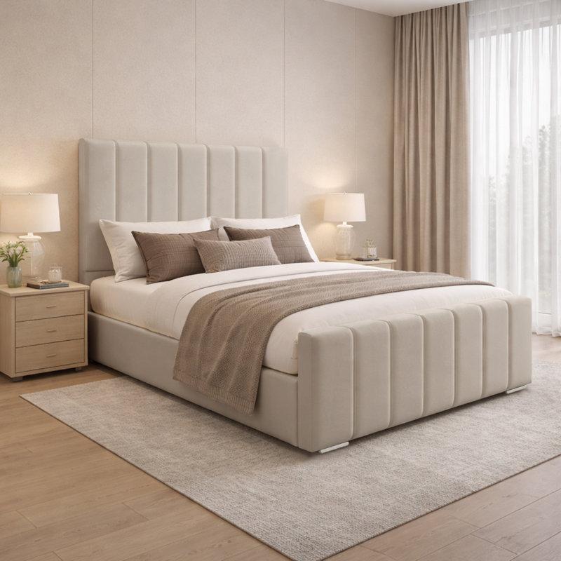 Connell Upholstered Bed Frame, Double (4'6), Coffee