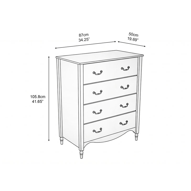 Brixton Solid Wood 4 Drawer Chest Walnut