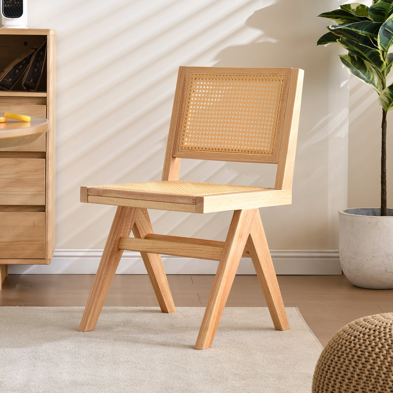 Chaise Alvonia rétro en bois d'hévéa massif, Or