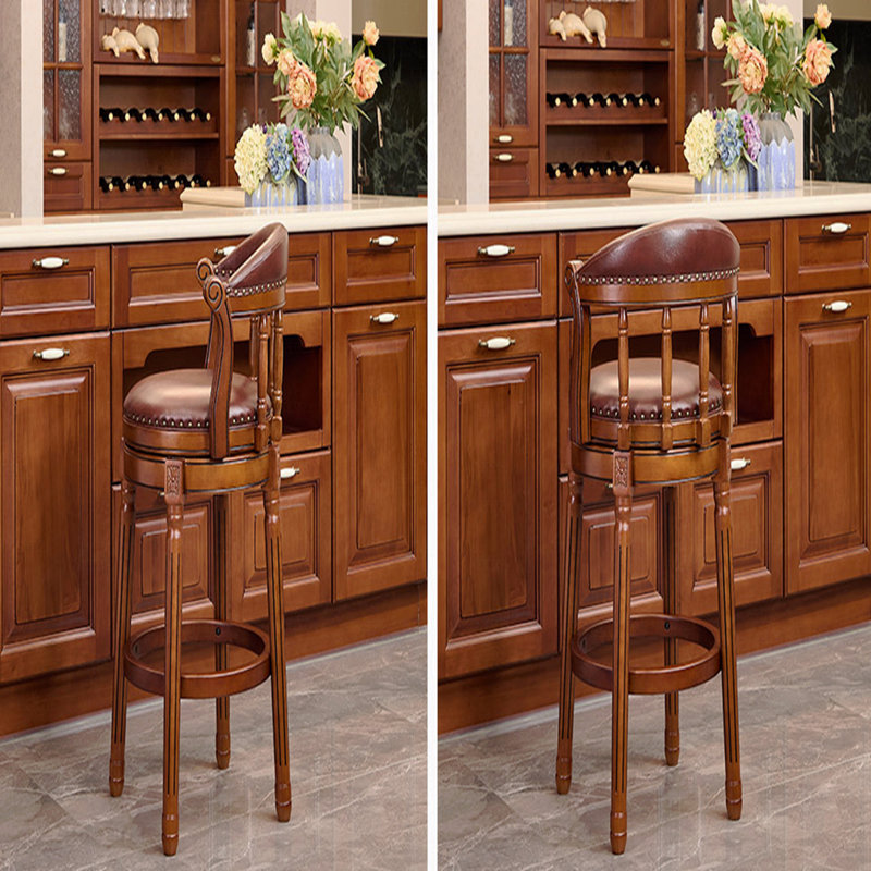 Tabourets de bar en cuir et cuir, chaise de bar pivotante à 360 degrés avec dossier, tabourets de bar à hauteur de comptoir