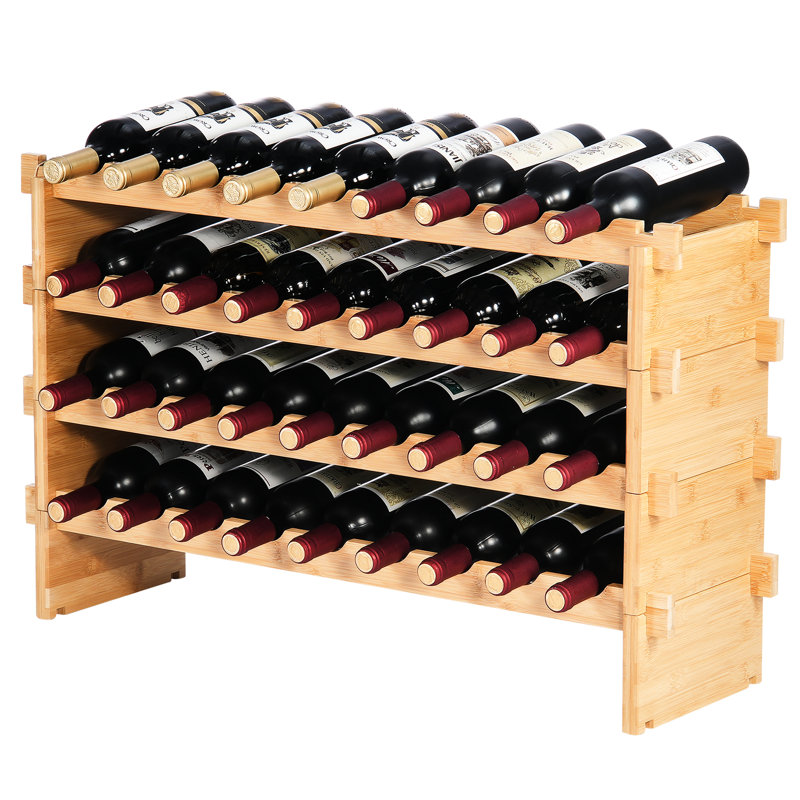 36 bouteilles de vin empilables, 4 en bois, convenant à 90% des tailles de bouteilles, des bouteilles de vin