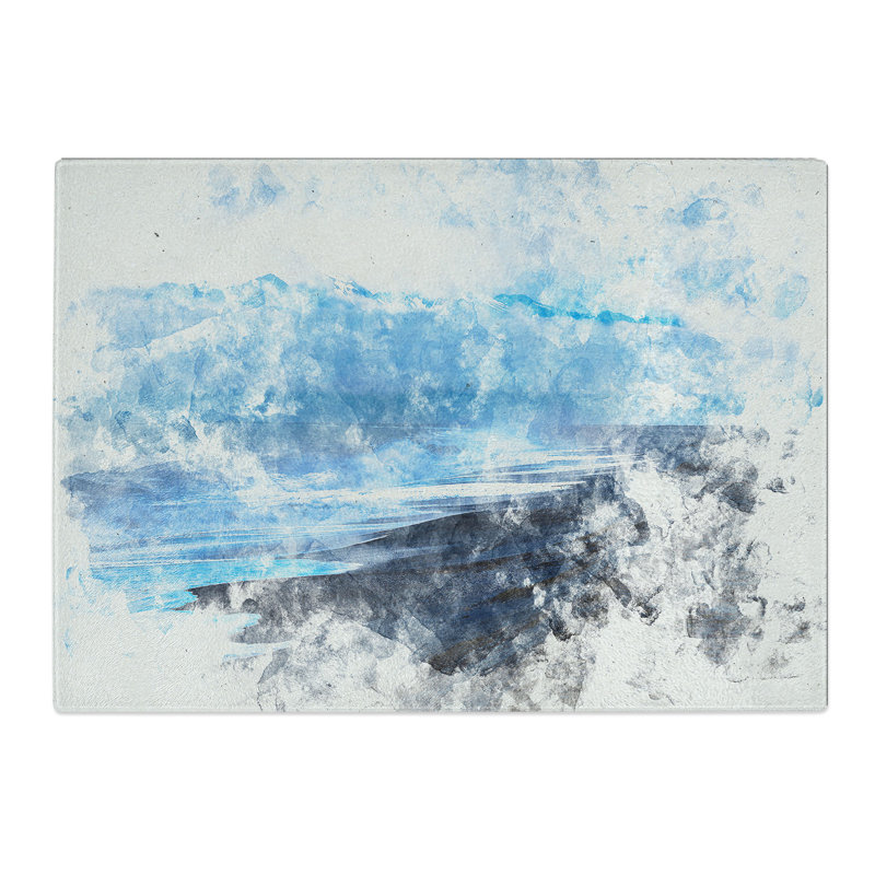 Tempered Glass Mountain Beach Chopping Board, 20 cm x 28.5 cm