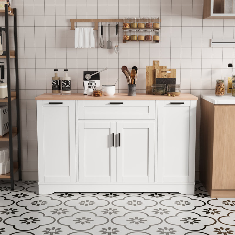 Buffet moderne et multifonctionnel avec rangement, armoire à café en bois avec tiroir, tablettes et porte, Blanc