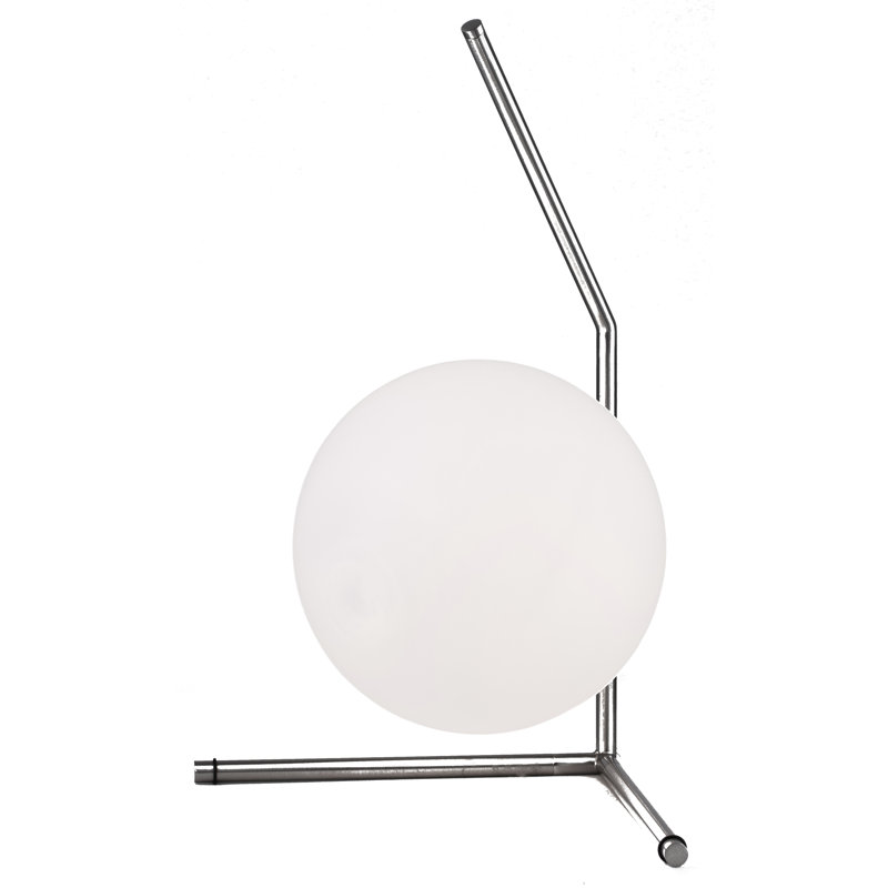 Modern 1 Light Globe Shade Table Lamp, Satin Nickel