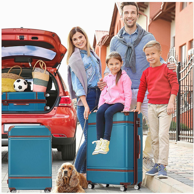 Valise à roulettes Hardshell 3 pièces 20 "+ 28" Valise à roulettes avec verrou TSA léger, bleu