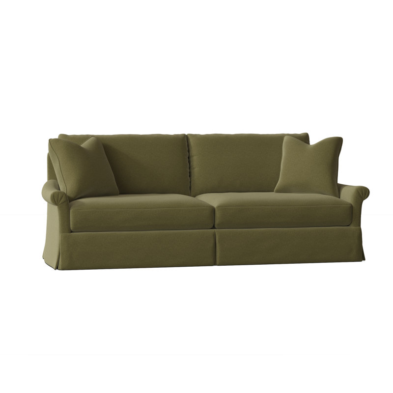 Canapé à accoudoirs roulés 91,5 po avec coussins réversibles Cassandra, 8789 100% polyester sauge