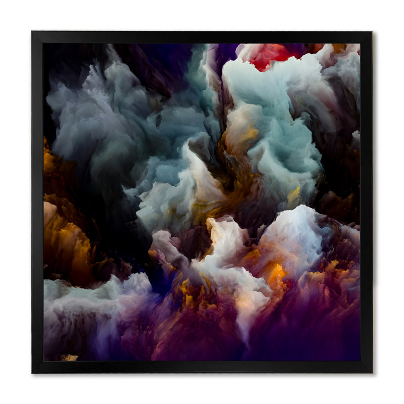 Liquide Atmospherique Turbulence - Décoration murale moderne en bois, Cadre photo noir, H 30 po x l 30 po x P 1 po