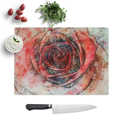 Tempered Glass Rose Chopping Board