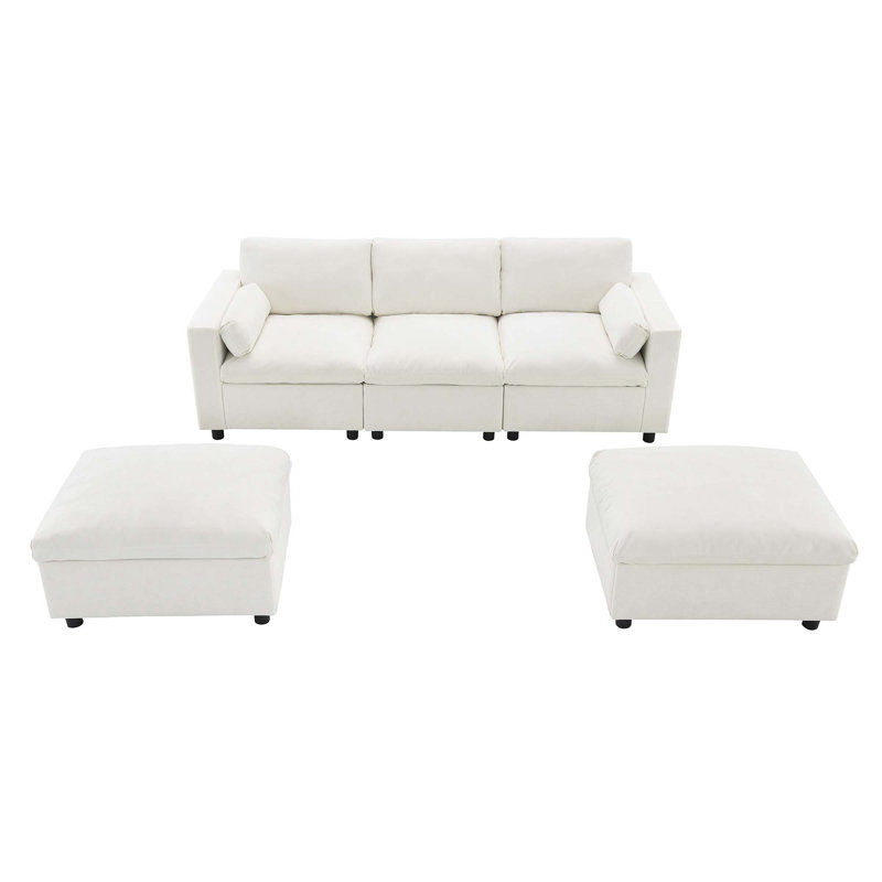 Canapé modulaire 86,5 po Chenille, Chenille blanche
