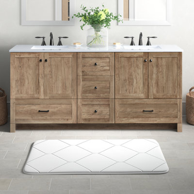 Meuble-lavabo double 72 po avec plateau en marbre d'ingénierie Soma