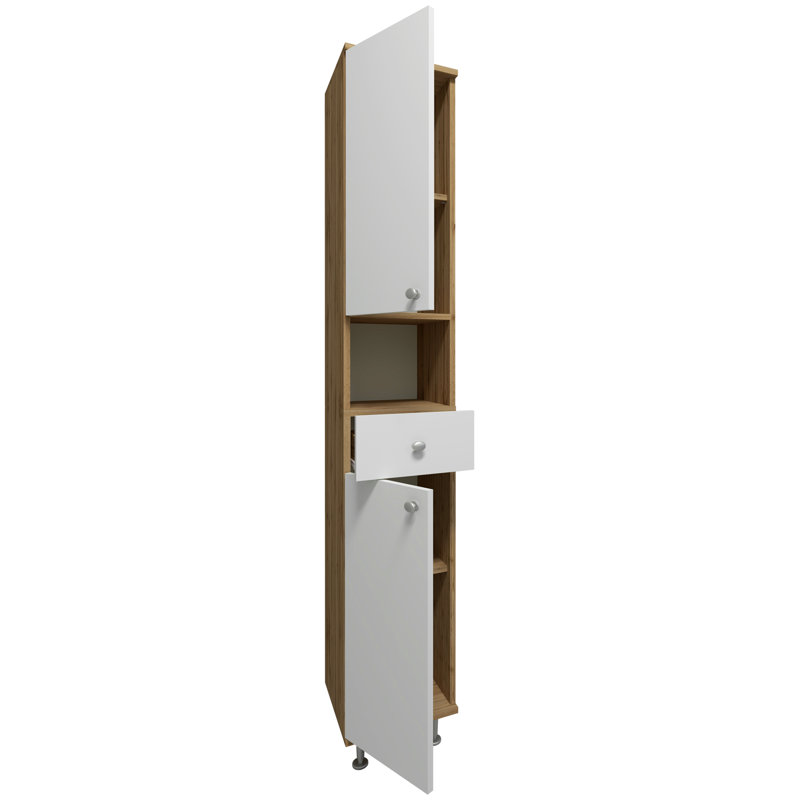 Audriauna Freestanding Bathroom Cabinet, White / Brown