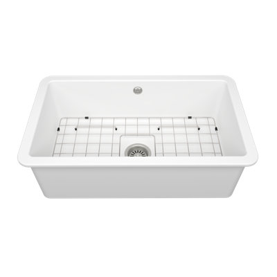 Sotto 32 1.0Bowl Ceramic Undermount Kitchen Sink, with Waste, Bottom Grid-813x480mm