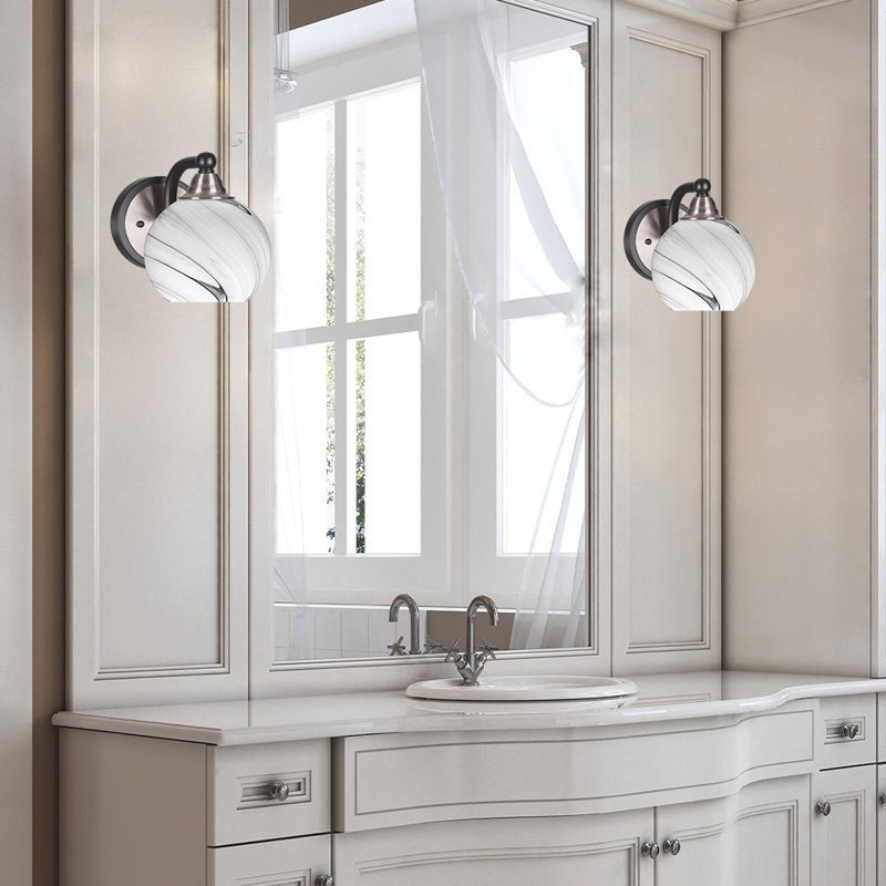 Ahern 1-Light Wall Sconce, Matte Black/Brushed Nickel