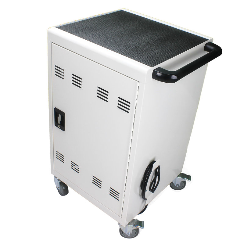 Chariot de charge mobile et armoire pour tablettes PC portable 30 appareils avec serrure à combinaison, Blanc antique