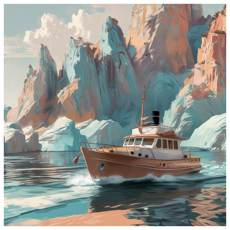 Bateau dans un édredon pittoresque de fjords, Grand lit