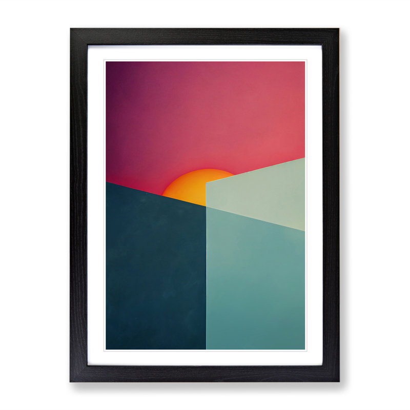 Brilliant Abstract Sunset - Single Picture Frame Print, Black, 34cm H x 25cm W x 2cm D