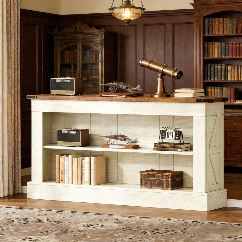 Sofa Table,Spacious Console Table,Dual-Layer Entryway Organizer,TV Stand, White