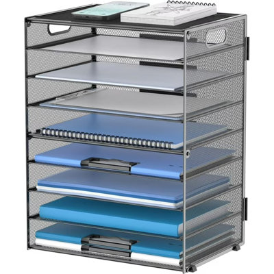 Organisateur de bureau en métal à 9 niveaux avec poignées, organisateur de bureau