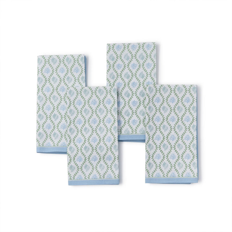 Ensemble de 4 serviettes de table réutilisables 20 "x 20" Coastal Block
