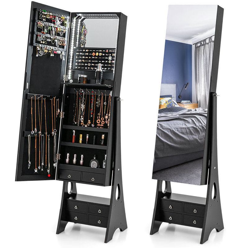 Armoire à bijoux avec miroir Keavin, Noir
