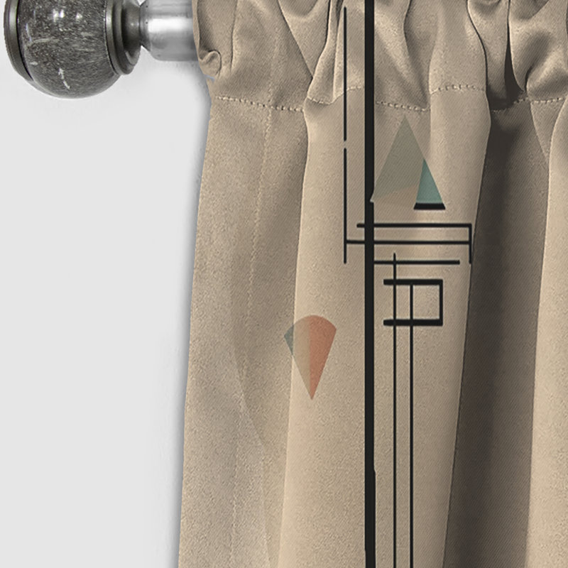 Illustration abstraite de formes d'objets en contact - Rideau occultant de style Mid-Century - 1 panneau, L 52 po x L 84 po