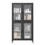 Armoire en métal à 4 tablettes avec portes en verre trempé pour terrasse - noir Rangement à 3 ou 4 tablettes