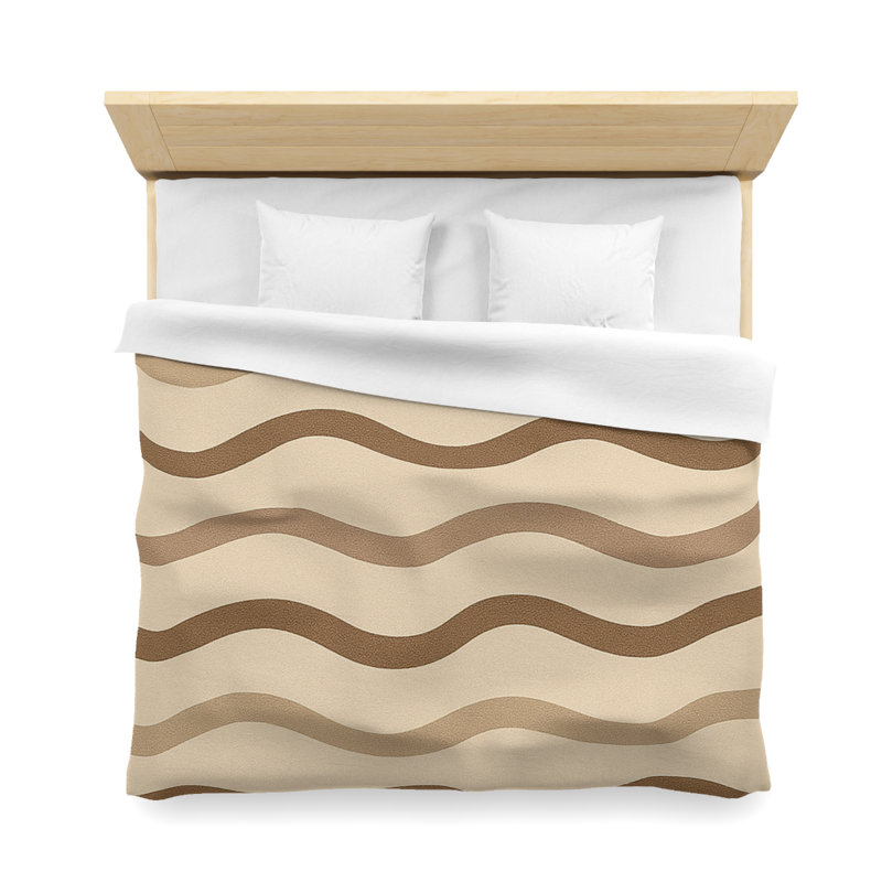 Microfiber Duvet Cover Boho Style, Design 29, King Duvet Cover, Brown/Beige/White