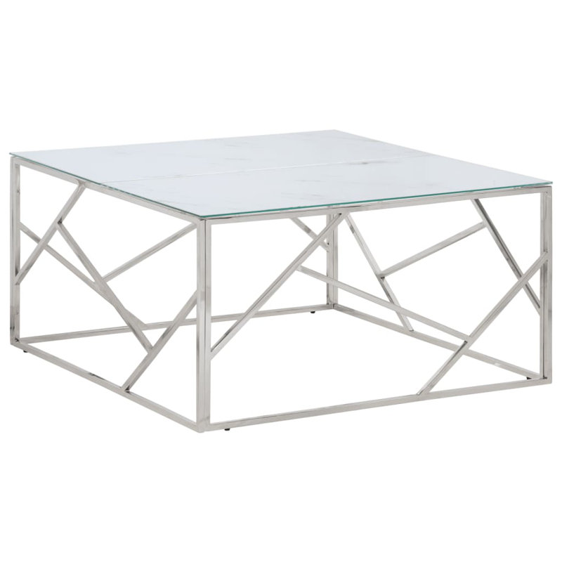 Mayssa Frame Coffee Table, 40cm H x 80cm W x 80cm L, White, Silver