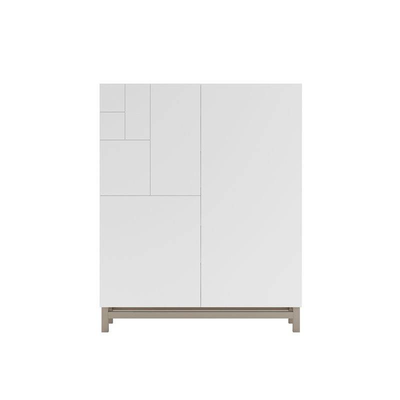 18 Pair Shoe Storage Cabinet, White/Taupe