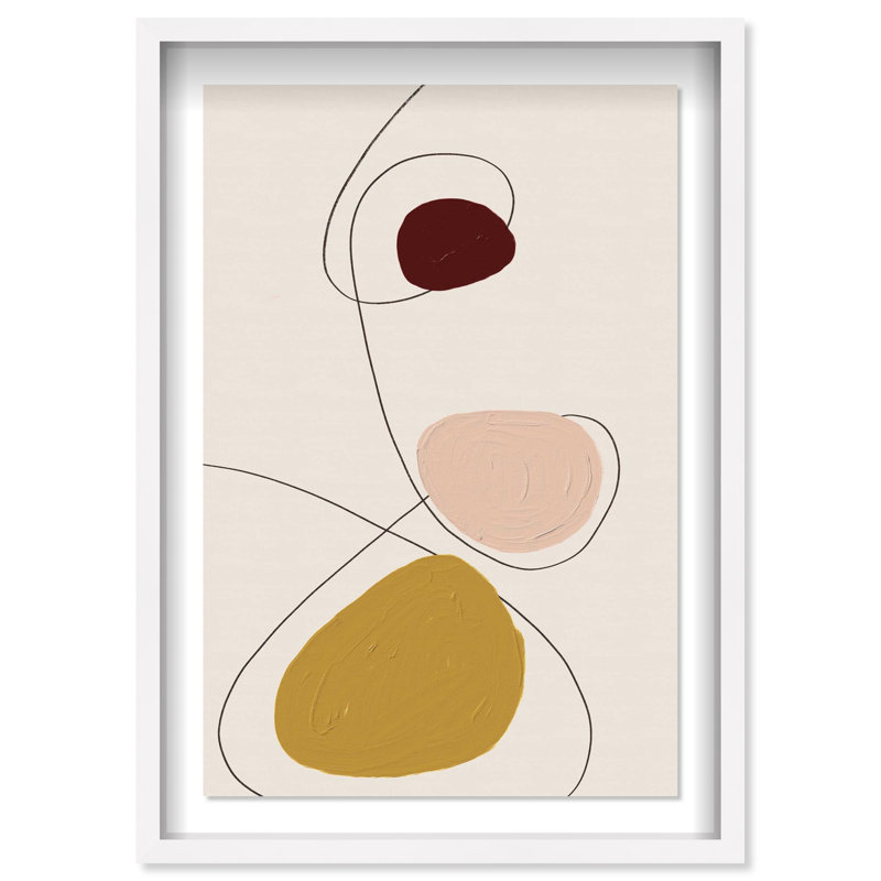 Oliver Gal Stepping Stones Abstract - Luxury Shadowbox Framed Wall Art, 31.5" H x 21.5" W, White