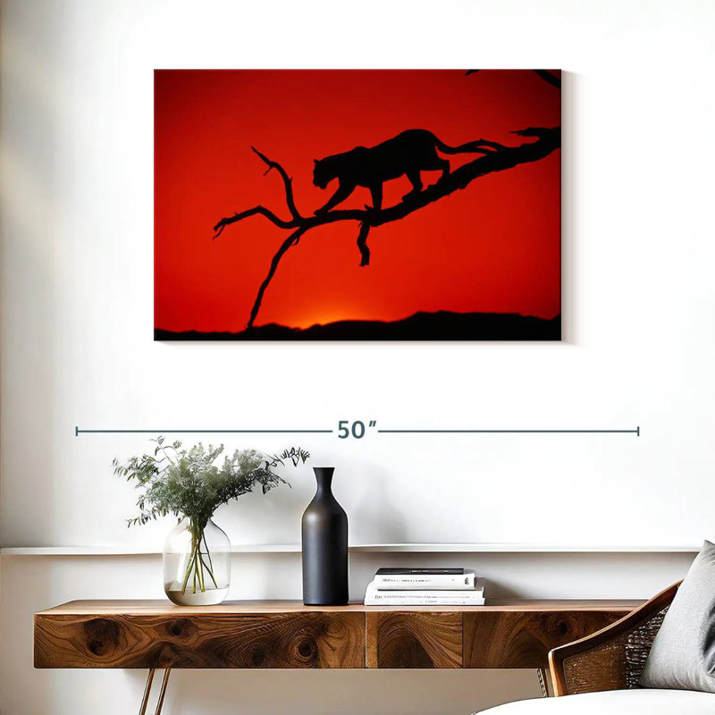 Brampt Red Silhouette Leopard, 24" H x 36" W