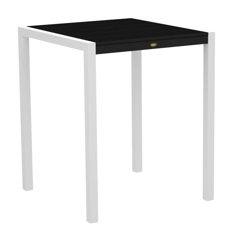 Table de bar POLYWOOD Surf City, 36 po x 36 po, Blanc texturé / Noir anthracite
