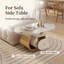 Table basse ovale mobile en pierre frittée avec tiroir, piètement en acier inoxydable et 4 roulettes verrouillables, idéale pour le salon. Montage facile.-1416662468