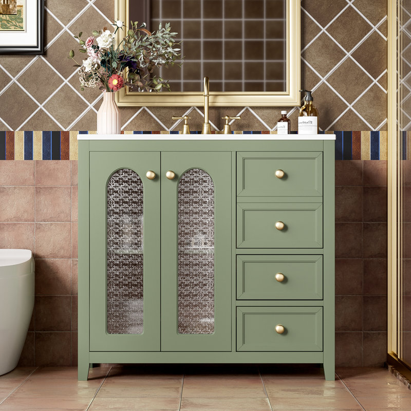 Meuble-lavabo de salle de bain avec deux portes à fermeture douce, Noir