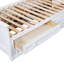 Lit plateforme blanc en bois avec armoire verticale tout-en-un et 4 tiroirs de chaque côté