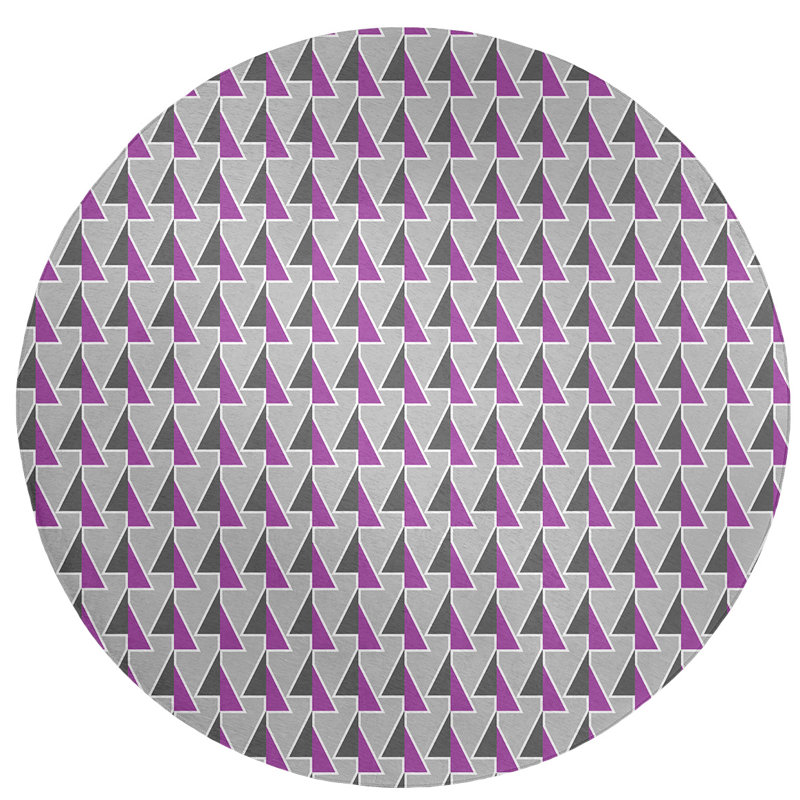 Chenille Geometric Indoor Rug, Round 5'