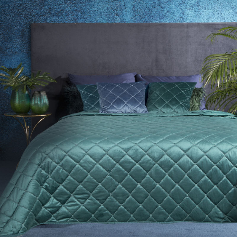 Plumley Solid Colour Bedspread, W220 x L240cm, Dark Turquoise