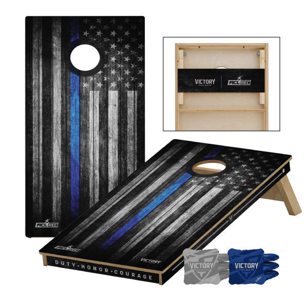 Ensemble de cornhole en carbone 2 x 4, Bleu, Gris et bleu