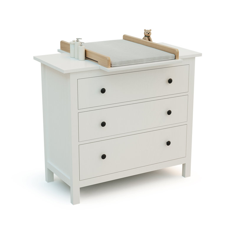 KIRA Changing Table Topper, White and Varnished Beech