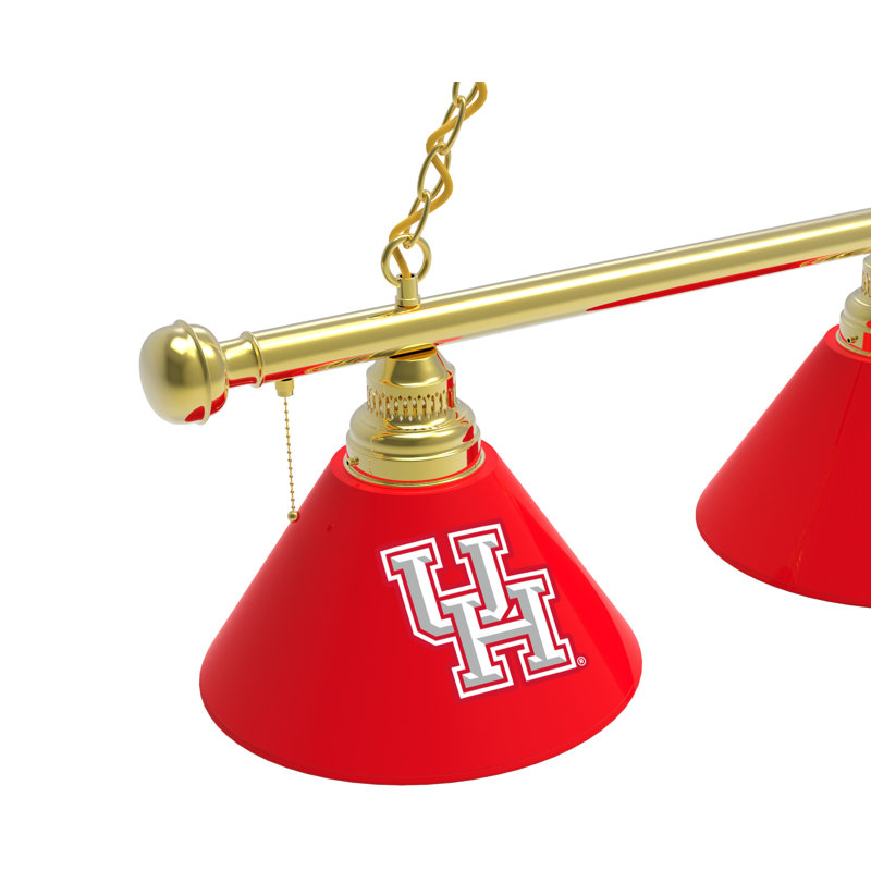 3 - Light Pool Table Lights Pendant, Brass, Houston Cougars