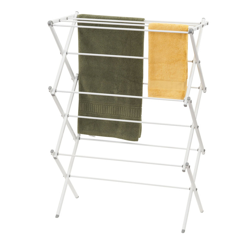 Clothes Drying Rack, Foldable Metal Clothes Drying Rack, Won’t Rust or Stain, Durable and Lightweight, White