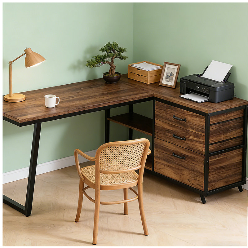Bureau de travail spacieux, bureau d'ordinateur, bureau en L