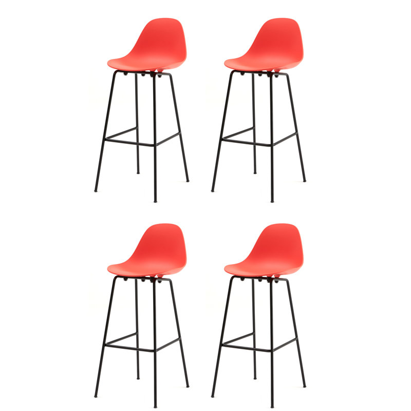 Tabouret de comptoir TA - Noir - Base noire, Tabouret de bar (siège d'une hauteur de 29,5 po), Noir, Rouge