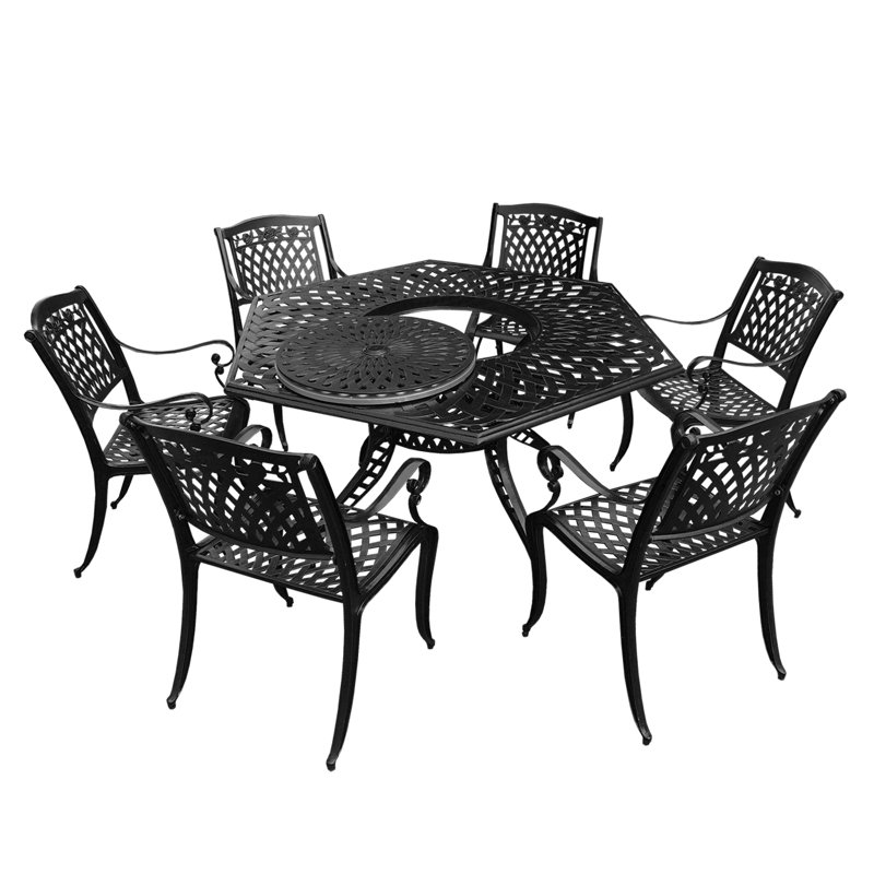 Ensemble repas 7 pièces Cassidy, Noir