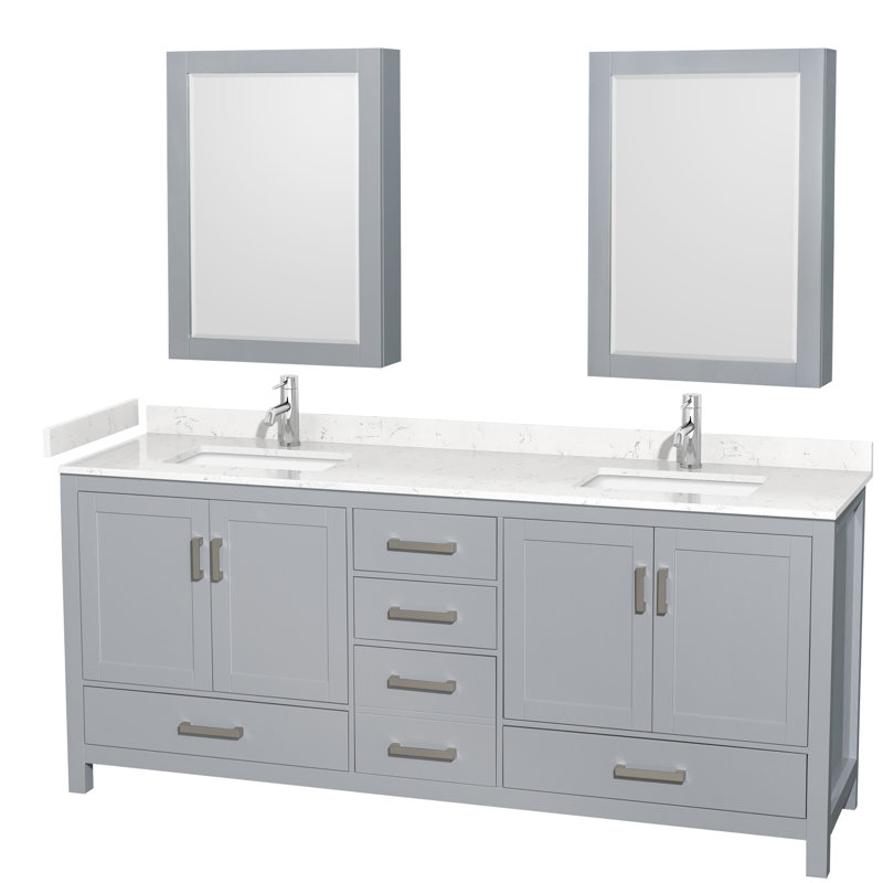 Sheffield 79" Double Bathroom Vanity Base Only, Gray