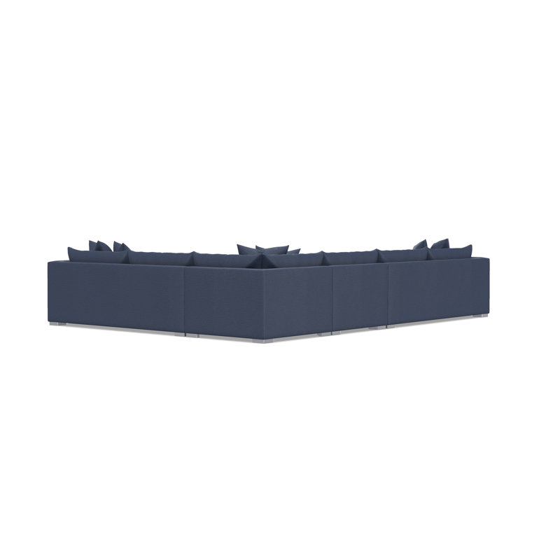 Sectional, Blue Polyester, 32.5" H x 157" W x 120.5" D