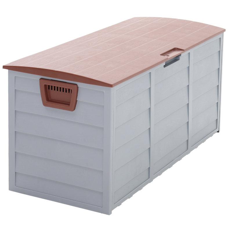 Plastic Garden Storage Box with Wheels, Brown