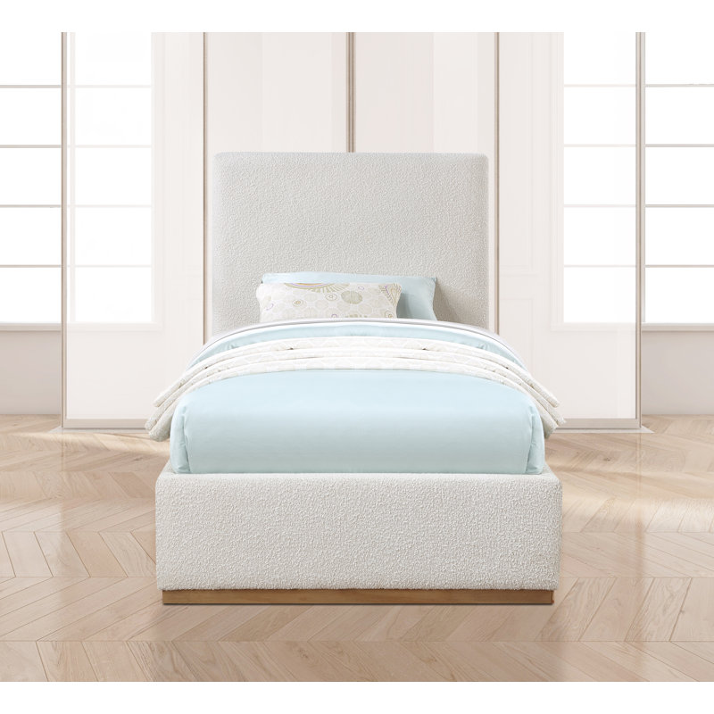 Monaco Piero Boucle Fabric Bed, Cream Boucle Fabric, Twin